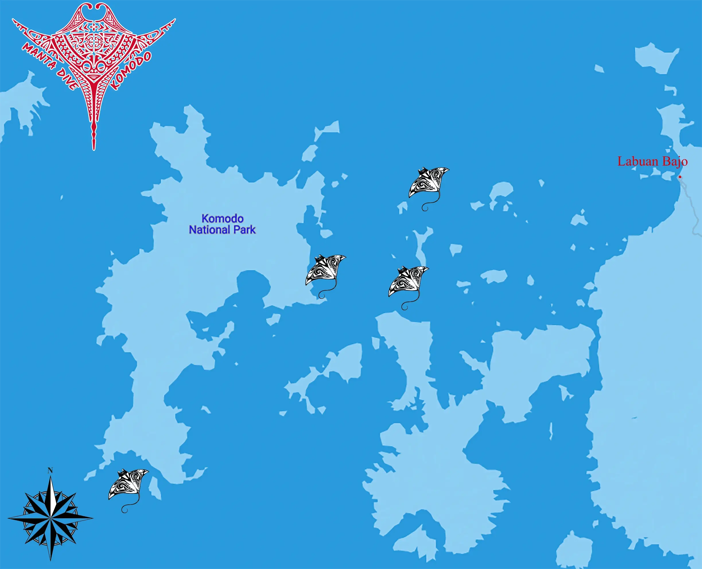 Map of Komodo National Park dive sites — Manta Dive Komodo